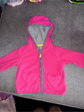 Carter's Bright Pink Hooded Fleece Jacket with Heart Pockets